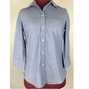 Izod Top Size S Blue Button Down Career 3/4 sleeve